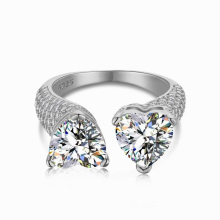 100% 925 Sterling Silver Heart 4 Citrine Emerald High Carbon Diamonds Gemstone Wedding Engagement Ring Fine Jewelry