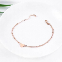 Sweet GIRLS DOUBLE LAYER HEART ANKLET ANKLE BRACELET CHAIN ADJUSTABLE