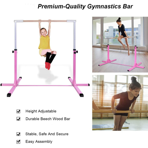 Gymax Kids Junior Gymnastic Training Bar Adjustable Horizontal Home Gym 100kg 2