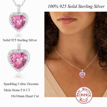 LaVixMia 316 Solid 925 Sterling Silver 10x10mm 5.8 Heart Cut Pendant Necklace Women Girl CZ Zircon Jewelry Gift