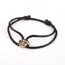 Unisex Pull-out Adjustable Nylon Cord Braided Bracelet Gold-plated Three-color Brass Charm Bracelet