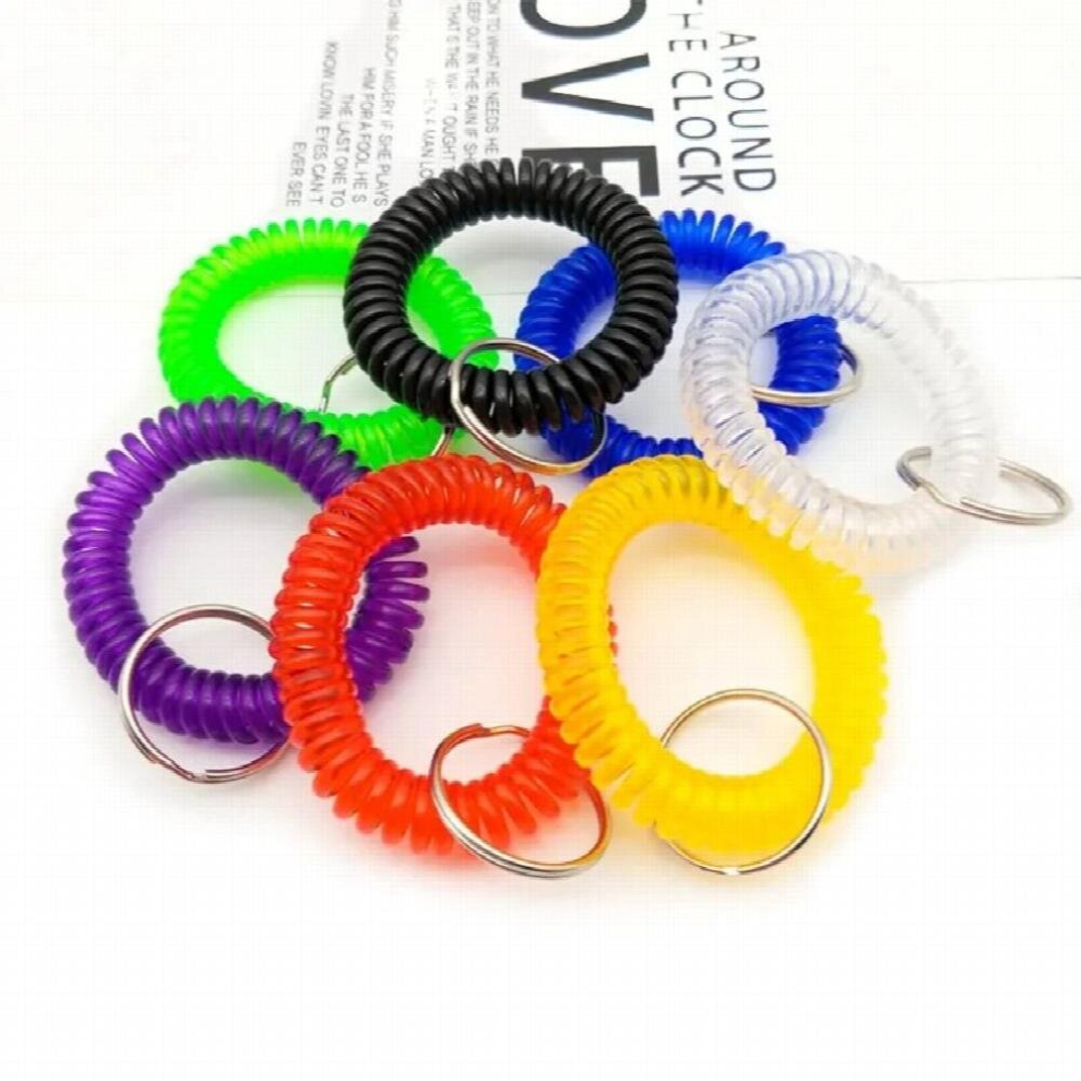 Pack Of 50 Multicolor Stretchable Plastic Bracelet Wrist Coil Band Key Chain Tag 885670273295
