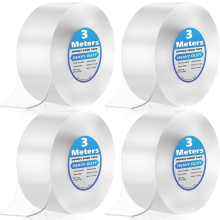 12M/40FT Double Sided Tape Heavy Duty 4 Rolls Double Sided Sticky Tape Carpet Tape Removable Transparent Strong Nano Mounting Tape Walls Photos Poster
