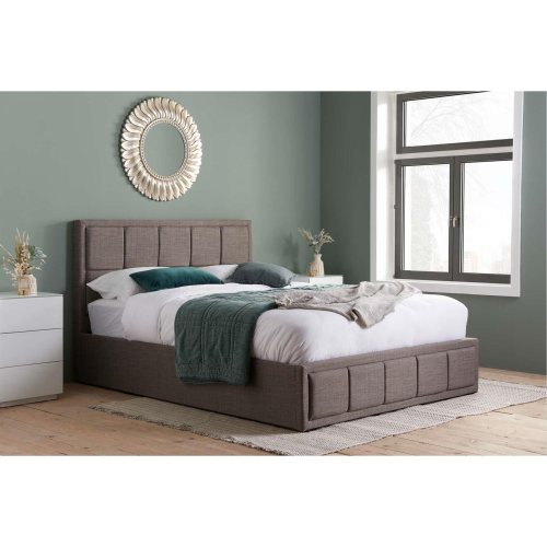 Birlea Double Ottoman Bed Grey Hannover Frame 4FT6 135cm Bedstead Storage Fabric 1