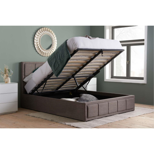 Birlea Double Ottoman Bed Grey Hannover Frame 4FT6 135cm Bedstead Storage Fabric