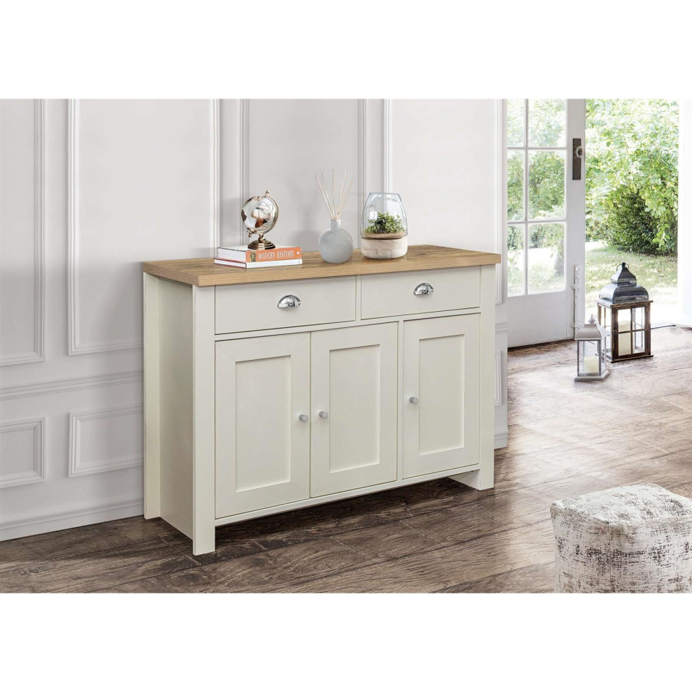 Sideboard Cream & Oak Birlea Highgate 3 Door 2 Drawer Farmhouse Shabby Chic