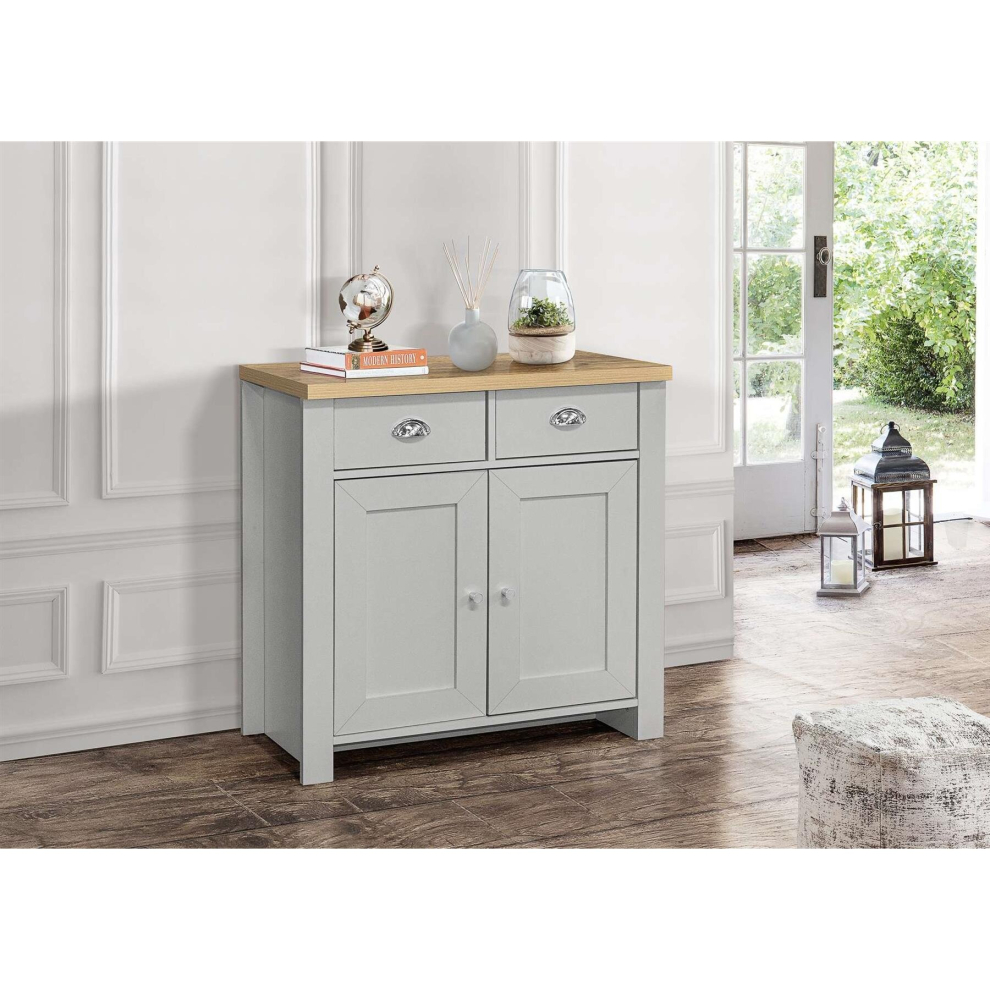 Sideboard Grey & Oak Birlea Highgate 2 Door 2 Drawer Farmhouse Shabby Chic
