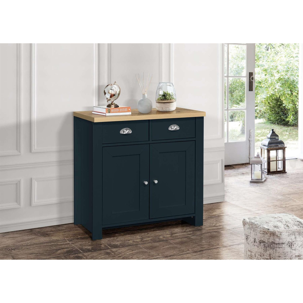 Sideboard Blue & Oak Birlea Highgate 2 Door 2 Drawer Navy Farmhouse Shabby Chic