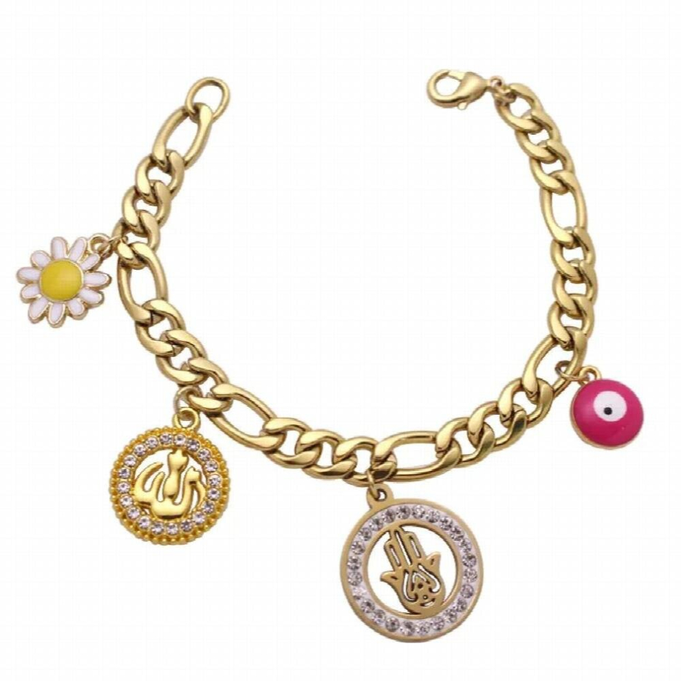 Islam Allah Hamsa Hand Of Fatima Evil Eye Stainless Steel Baby Bracelets Multicoloured