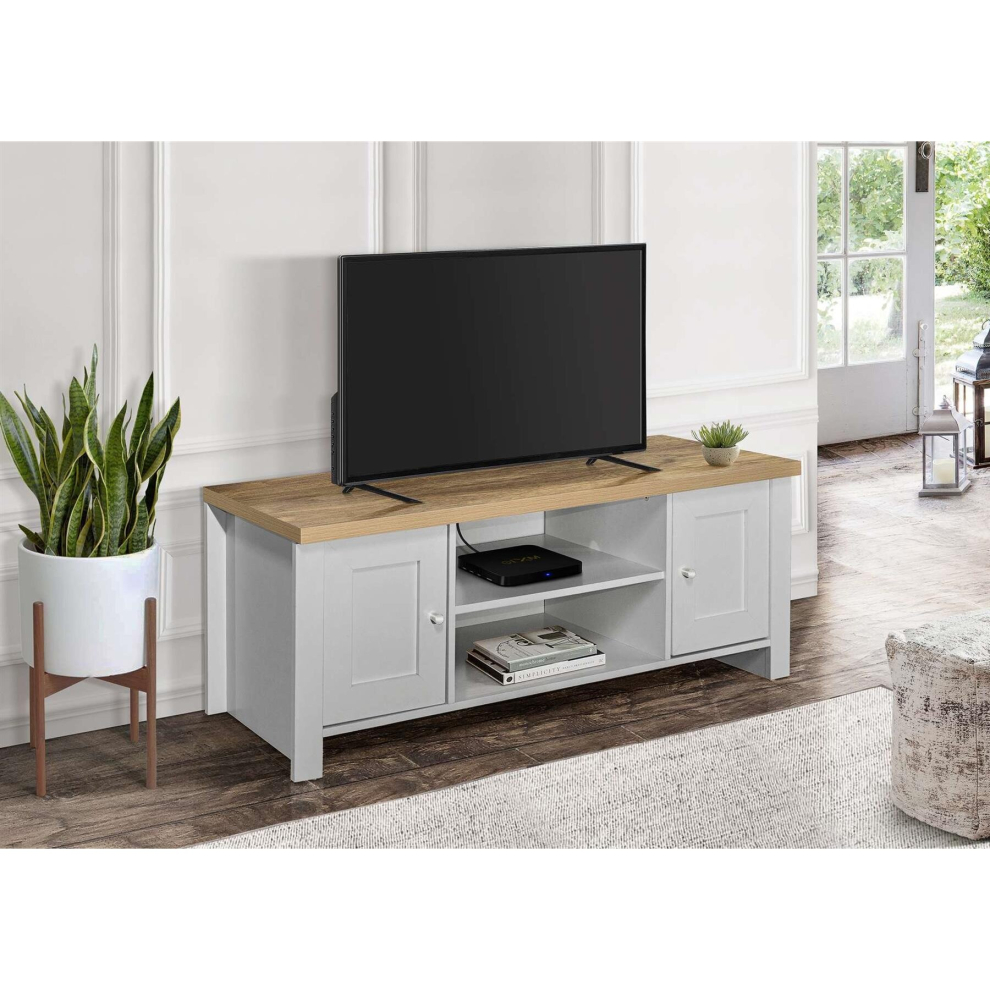 Birlea Tv Unit & Oak Highgate Large Entertainment Farmhouse Shabby Chic Grey