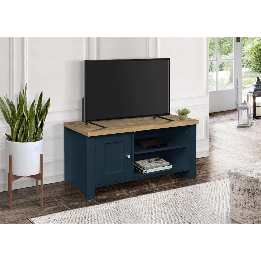 TV Unit Blue Oak Birlea Highgate Small Entertainment Navy Farmhouse Shabby Chic