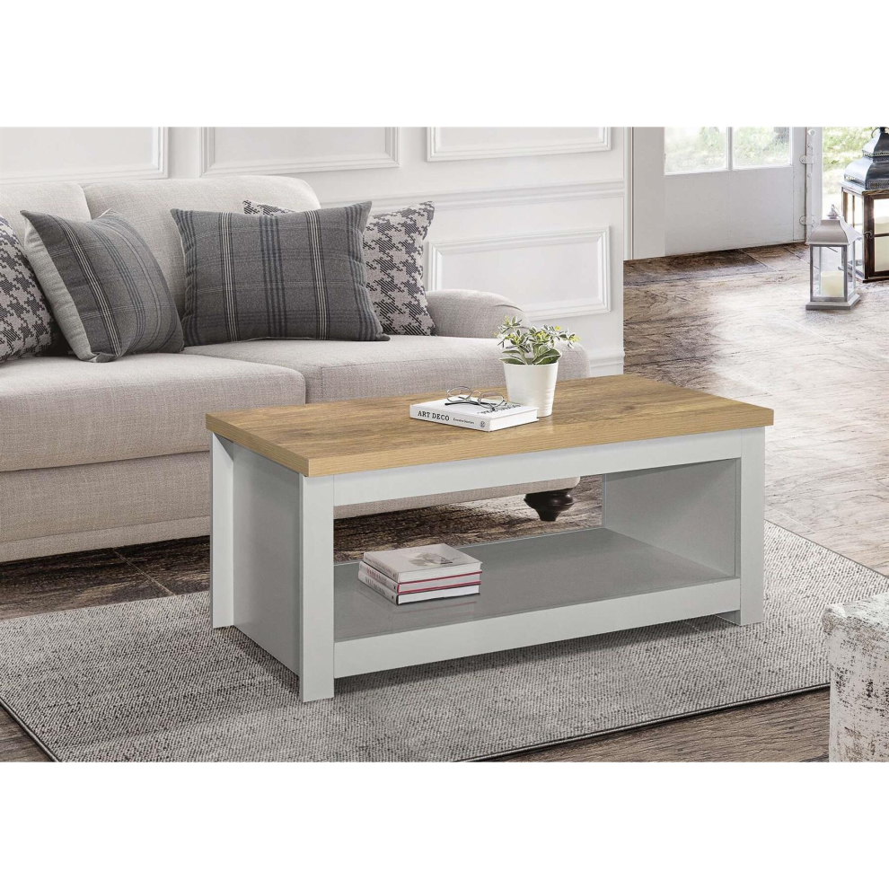 Birlea Coffee Table Grey & Oak Highgate Rectangular Farmhouse Shabby Chic