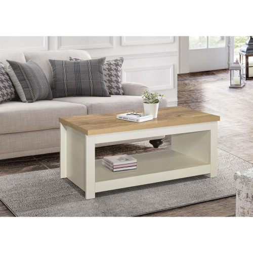 Birlea Coffee Table Cream & Oak Birlea Highgate Rectangular Farmhouse Shabby Chic