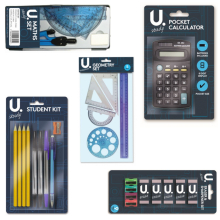 31pcs Stationery Math Set: Pencils, Pens, Eraser, Protractor, Ruler, Set Squares, Compass, Sharpener, Erasers & Pocket Calculator (Code: 31pcsset)