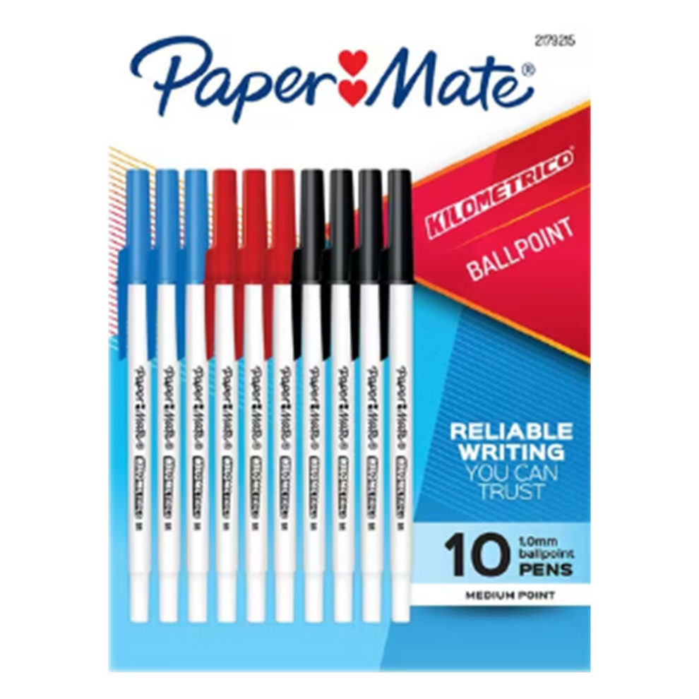 Paper Mate Papermate Kilometrico Medium Ballpoint Pens (Pack Of 10)