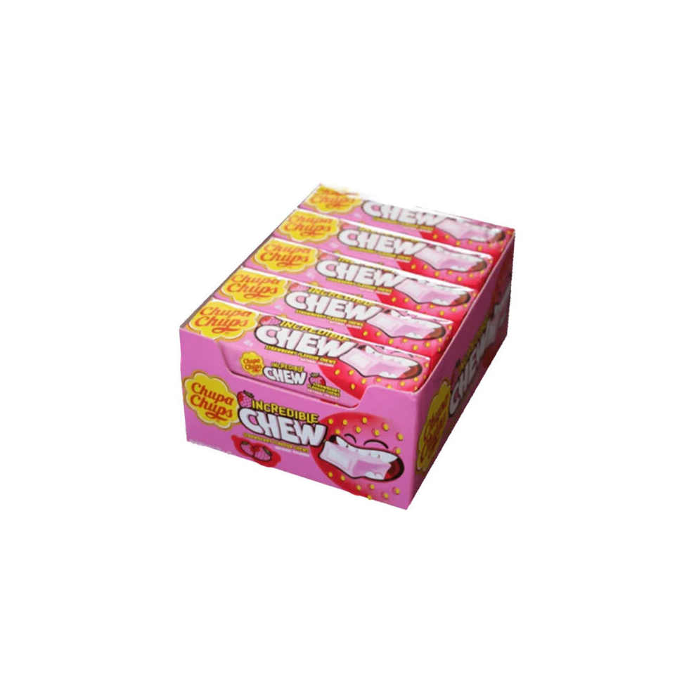 Chupa Chups Incredible Chew Lollies (20x45g) (Strawberry)