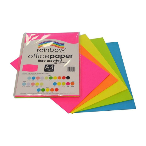 Rainbow Rainbow A4 Copy Paper 75gsm 100pcs (Fluoro Color)