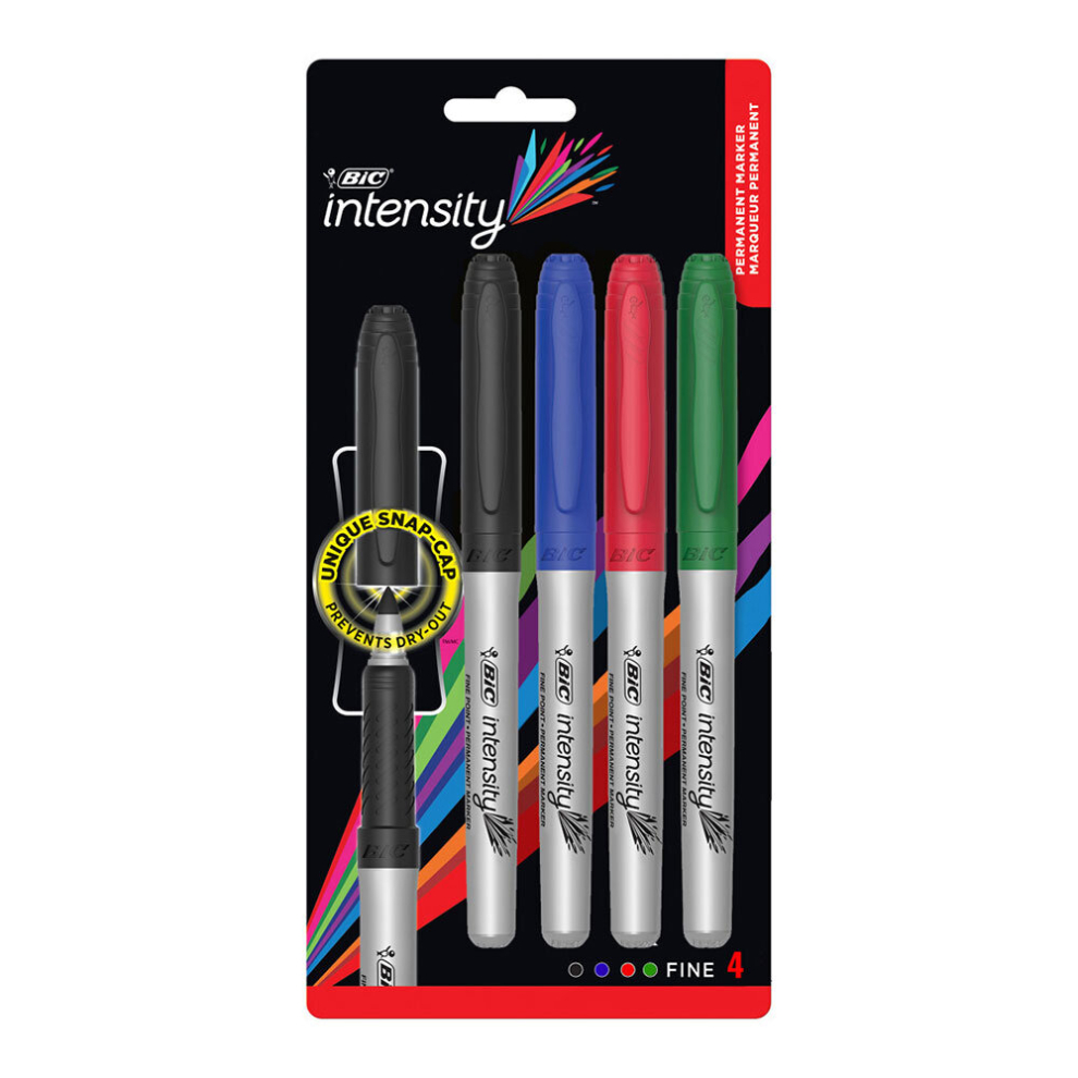 Bic Intensity Fine Tip Permanent Marker 1.1Mm (Pack Of 4)