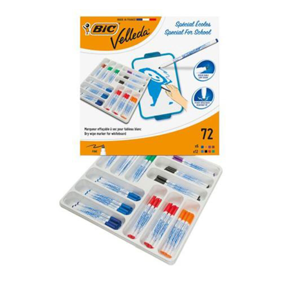 Bic Velleda Whiteboard Marker Classpack 72Pcs