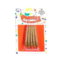 Alpen Spiral Birthday Candles 10pcs - Gold