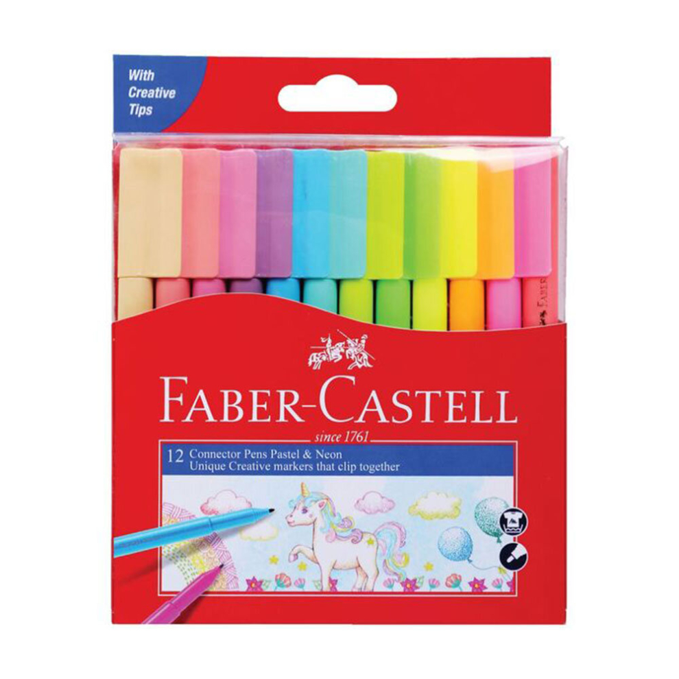 Faber-Castell Connector Pen Marker 12Pcs (Pastel & Neon)