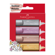 Textmarker - FABER-CASTELL - TEXTLINER 1546 - Metallic - Nachfüllbar - Etui mit 4 Stiften