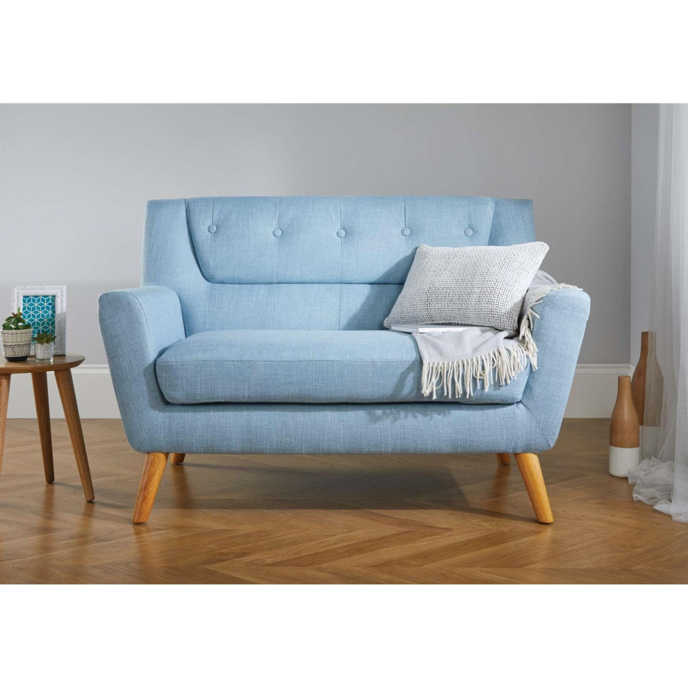 Birlea 2 Seater Sofa Blue Lambeth Duck Egg Medium Settee Scandinavian Retro