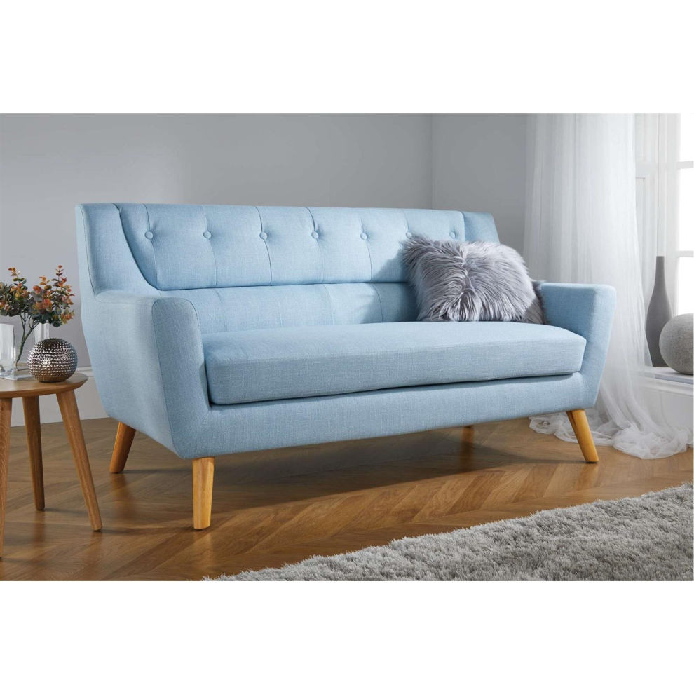 3 Seater Sofa Blue Birlea Lambeth Duck Egg Large Settee Scandinavian Retro