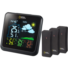 National Geographic VA Colour LCD Wireless Weather Station with 3 Black Outdoor Sensors – Real-Time Temperature, Humidity & Pressure