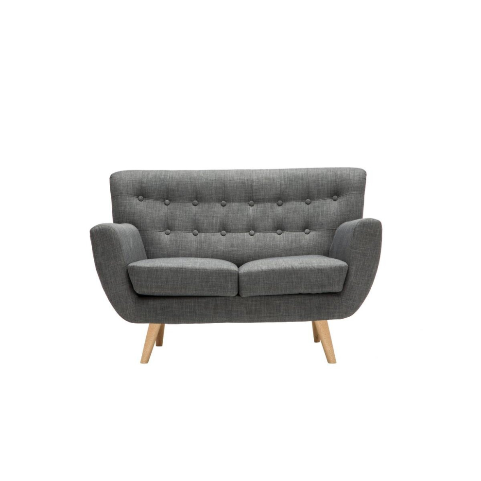 2 Seater Sofa Grey Birlea Loft Settee Modern Retro Style Fabric Wood Legs