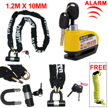 (Black/Yellow) FD-MOTO Motorbike 1.2M ChainLock Motorcycle Disc Safe Lock Reminder Cable