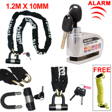 (Silver) FD-MOTO Motorbike 1.2M ChainLock Motorcycle Disc Safe Lock Reminder Cable