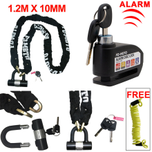 (Black) FD-MOTO Motorbike 1.2M ChainLock Motorcycle Disc Safe Lock Reminder Cable