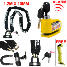 (Yellow) FD-MOTO Motorbike 1.2M ChainLock Motorcycle Disc Safe Lock Reminder Cable