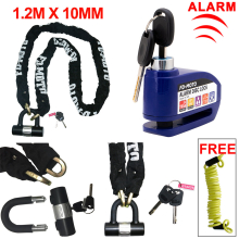 (Blue) FD-MOTO Motorbike 1.2M ChainLock Motorcycle Disc Safe Lock Reminder Cable