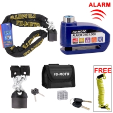 (Blue) FD-MOTO 1.2M ChainLock Scooter Bike Safe Disc Lock Reminder Cable