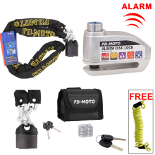 (Silver) FD-MOTO 1.2M ChainLock Scooter Bike Safe Disc Lock Reminder Cable