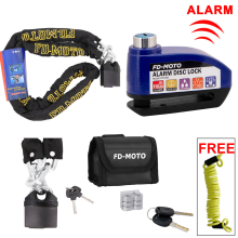 (Black/Blue) FD-MOTO 1.2M ChainLock Scooter Bike Safe Disc Lock Reminder Cable