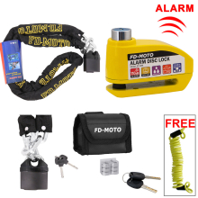 (Yellow) FD-MOTO 1.2M ChainLock Scooter Bike Safe Disc Lock Reminder Cable