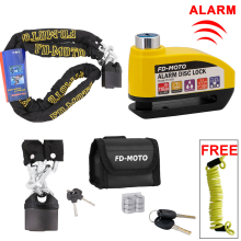 (Black/Yellow) FD-MOTO 1.2M ChainLock Scooter Bike Safe Disc Lock Reminder Cable