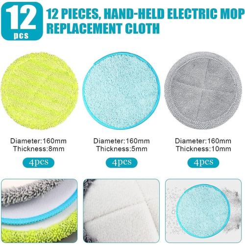 12Pcs 16cm Universal Electric Mop Replacement Pads, Floating Mop Replacement Pad 2