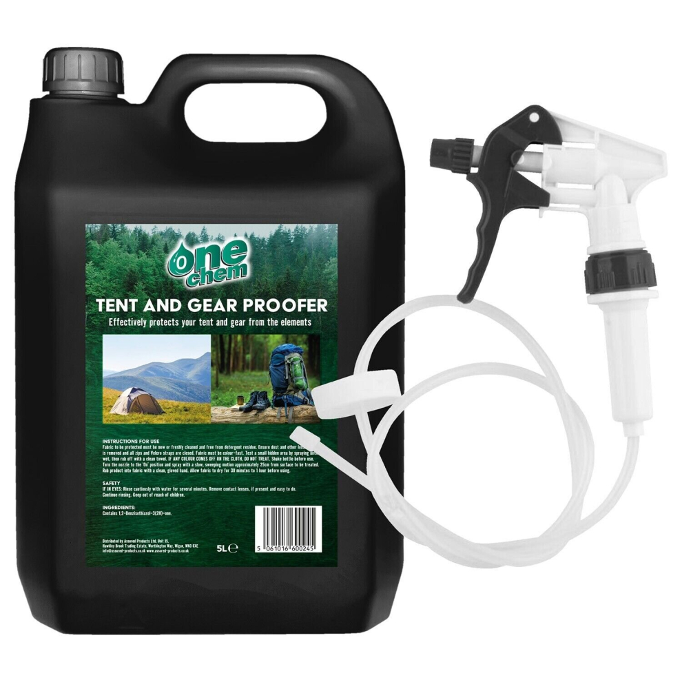 One Chem Tent and Gear Waterproof 5 Litre Spray Long hose trigger