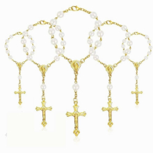 Simplewoo First Communion Baptism Rosary Party Favors Recuerdos De Bautizo Quinceanera WHITE/SILV Pack of 12pcs
