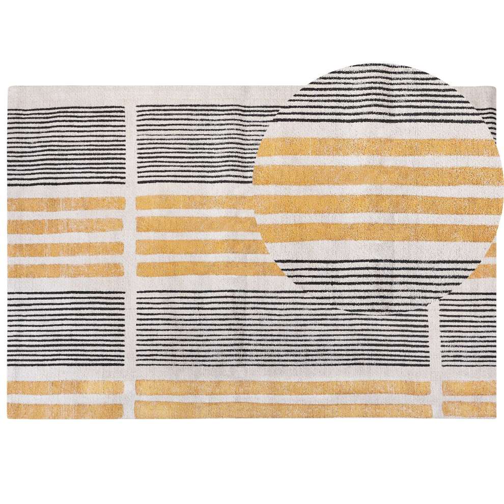 Cotton Area Rug 200 x 300 cm Yellow and Black KATRA