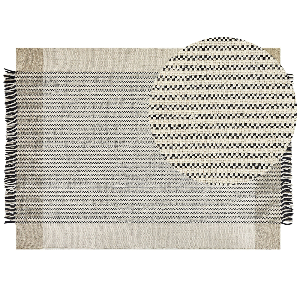 Wool Area Rug 160 x 230 cm Beige and Black DIVARLI