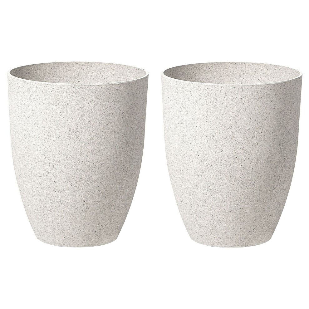 Set of 2 Plant Pots 35 x 35 x 42 cm Off-White CROTON