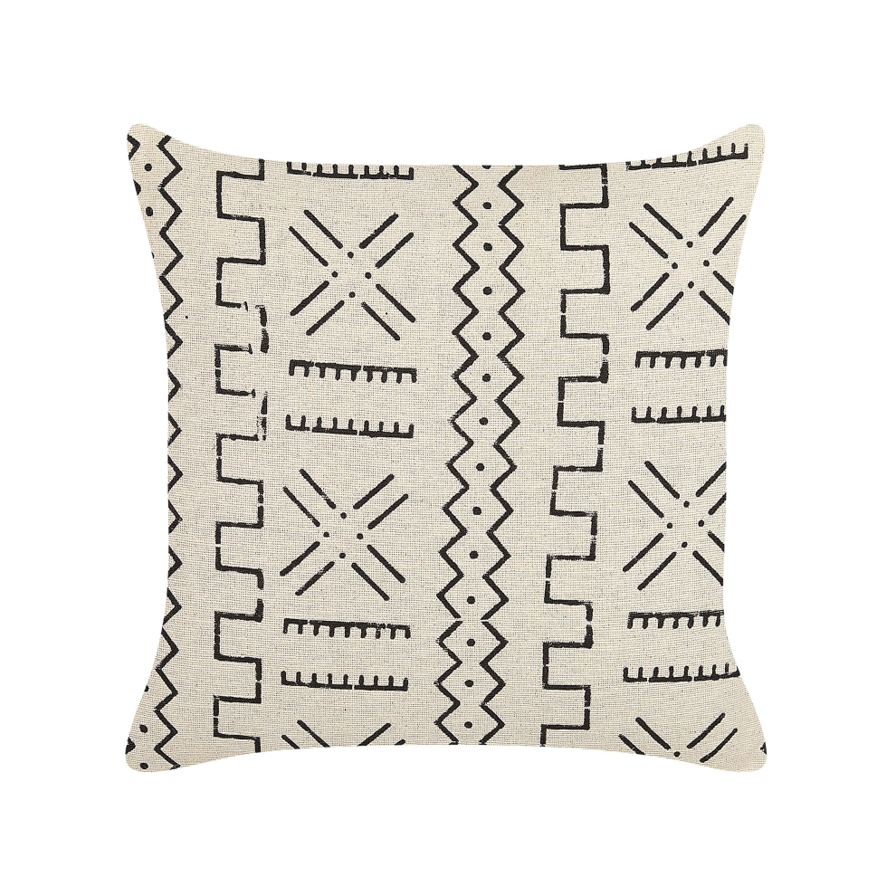 Cotton Cushion Geometric Pattern 45 x 45 cm White and Black MYRICA