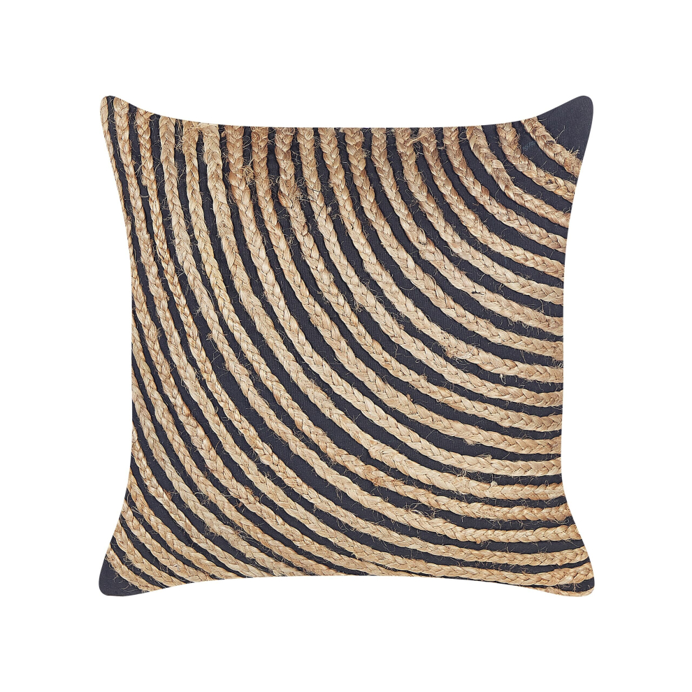 Cotton Cushion with Braided Jute 45 x 45 cm Beige and Black BERGENIA