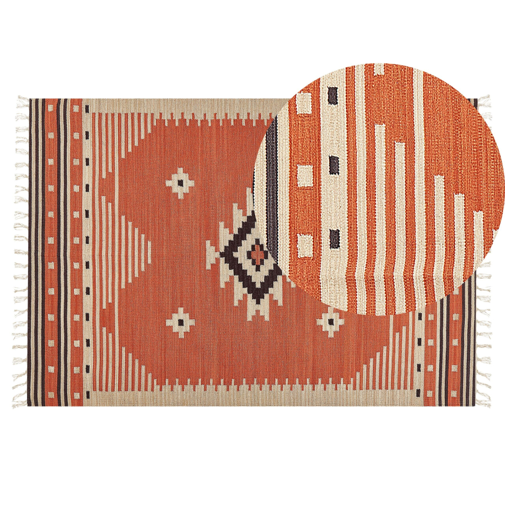 Cotton Kilim Area Rug 140 x 200 cm Orange GAVAR