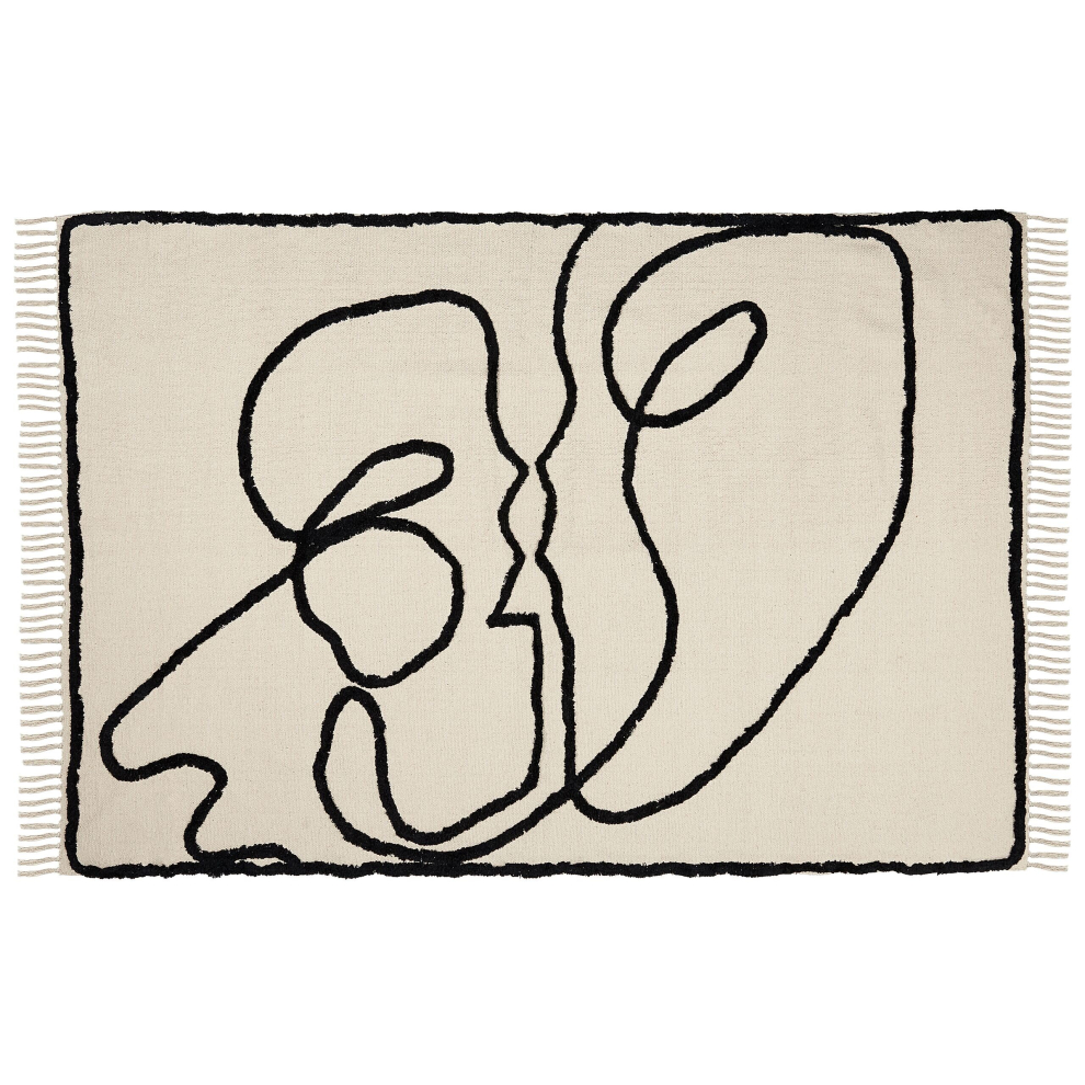 Cotton Area Rug  160 x 230 cm Beige and Black KONUR